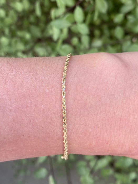 10k rope bracelet 7.25”