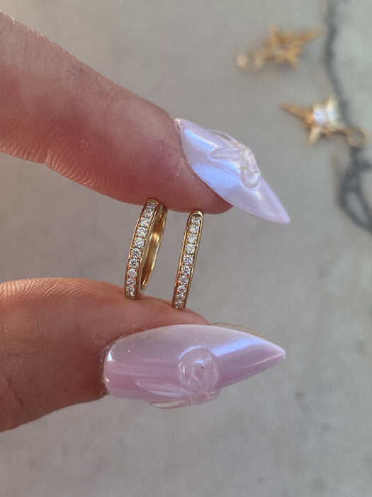 14K Reversible Lab Diamond North Star Huggie Earrings