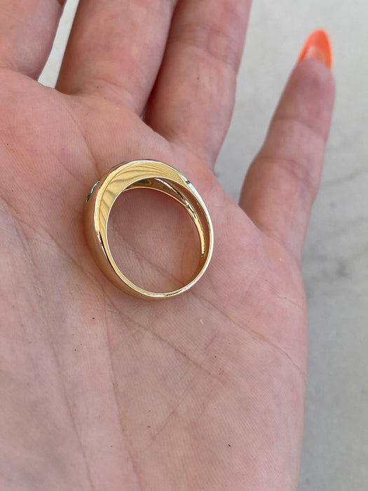 14K Gold Natural Emerald Ring Size 7