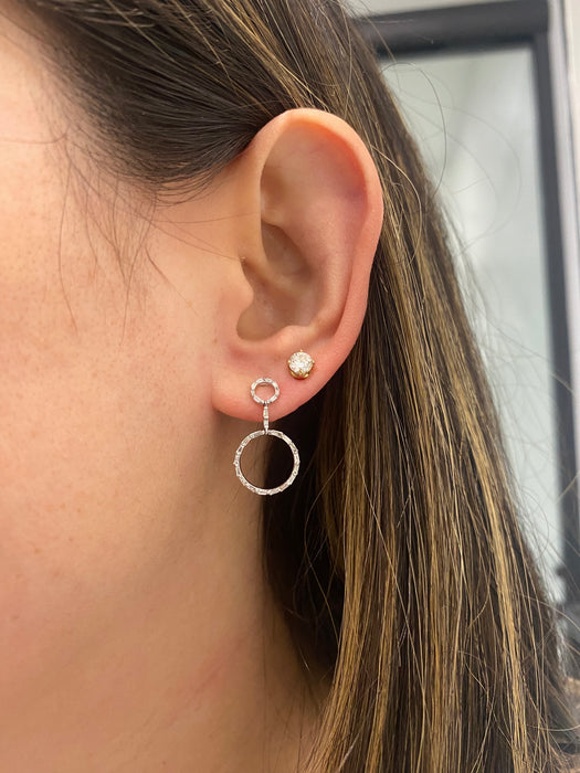 18K White Gold Diamond Baguette Dangle Earrings