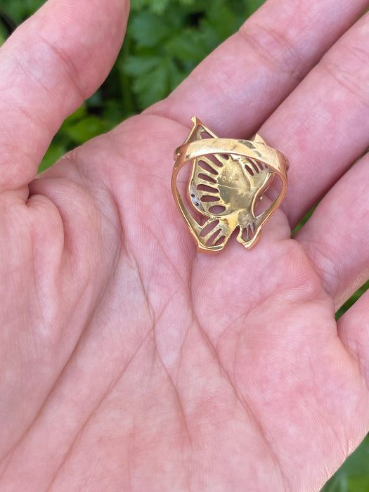 Vintage 18K Gold Diamond Butterfly Ring – Size 7