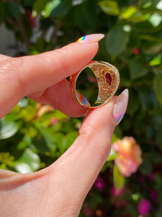 18k ruby and diamond heart ring size 7.25