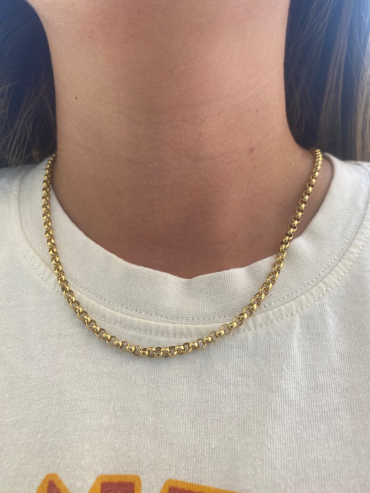 Vintage 14K Gold Rolo Chain Necklace – 16.5”