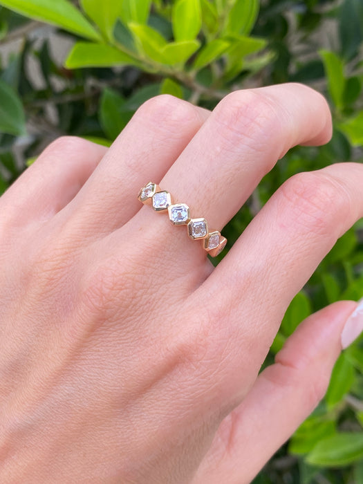 14K Bezel Set Asscher Cut Lab Diamond Ring
