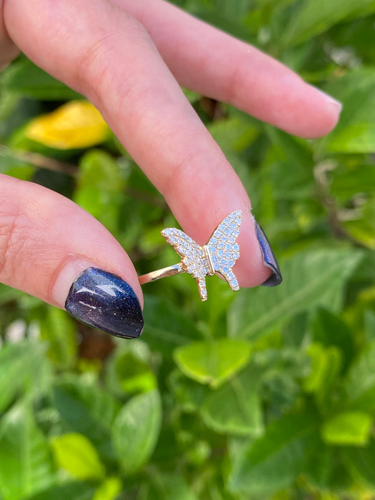 14k diamond butterfly ring size 6.75