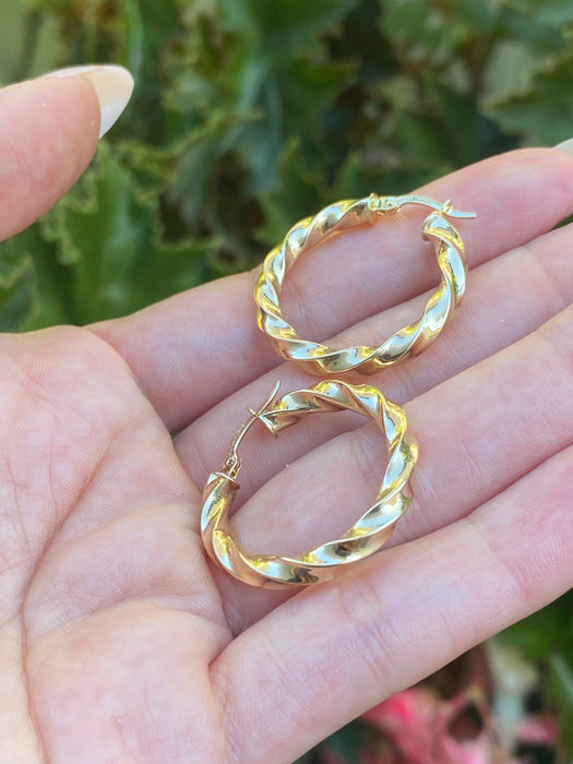 14k twisted hoop earrings