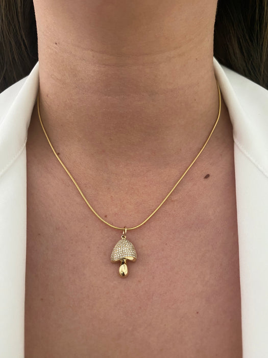 14k diamond mushroom charm