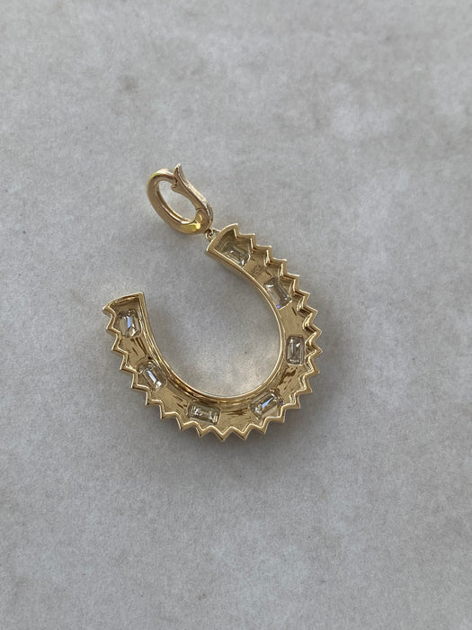 14K Gold Natural Diamond Horseshoe Charm