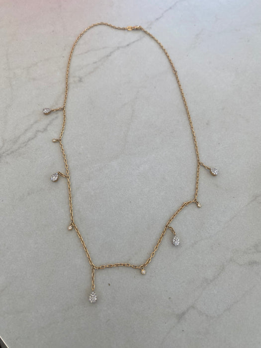 Vintage 18K Gold 1 Carat Natural Diamond Station Necklace