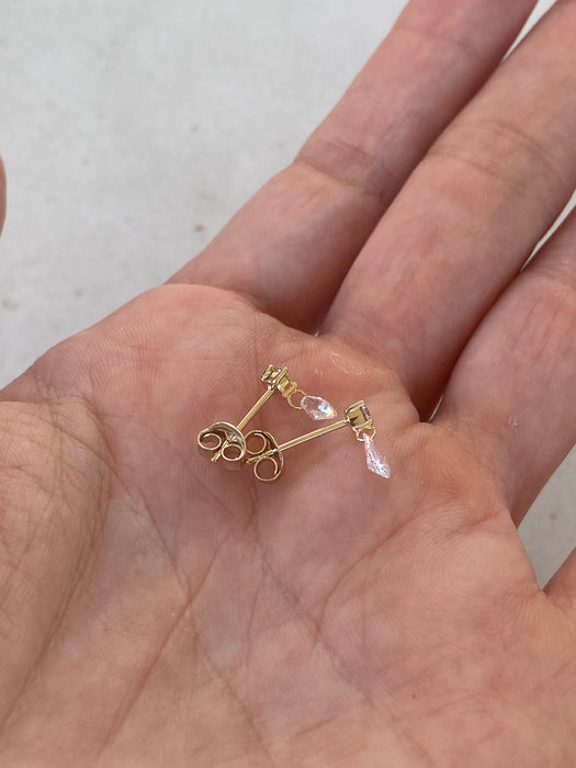 14K Lab Diamond Invisible Set Drop Pear Earrings – 0.78 CTW