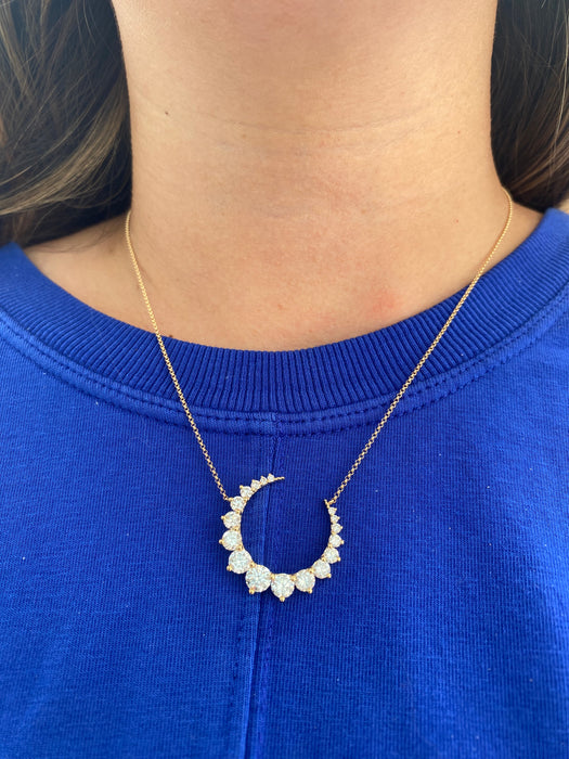 14K Gold 2.7 Carat Lab Diamond Crescent Moon Necklace