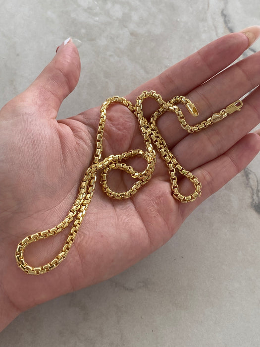 14K Gold Venetian Box Chain Necklace – 22”