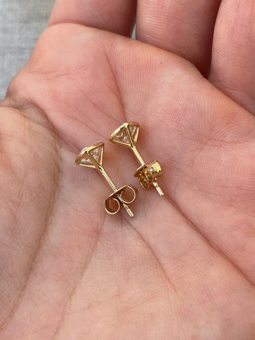 14K Gold Cushion Cut Lab Diamond Stud Earrings – 1.3 CTW