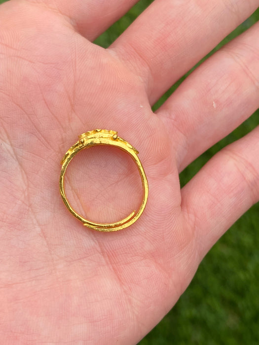 Vintage 24k Pure Gold Fluted Heart Ring