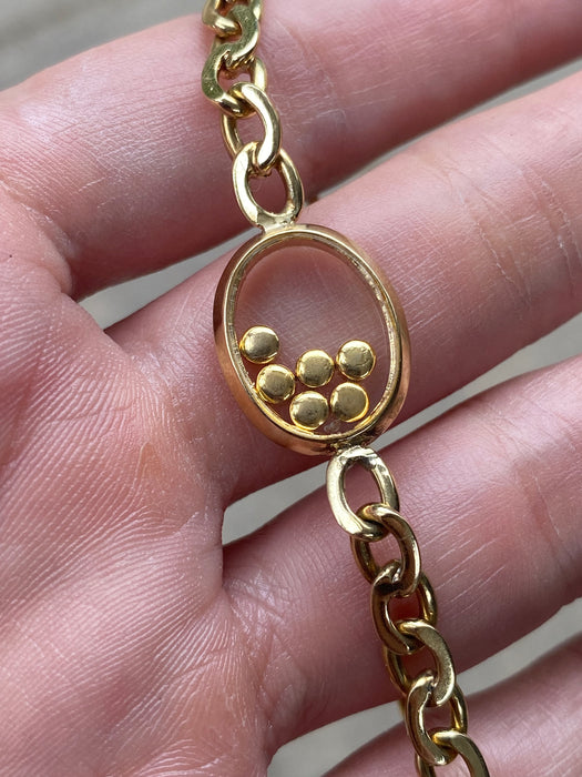 18K Vintage Emerald & Diamond Floating Charm Bracelet