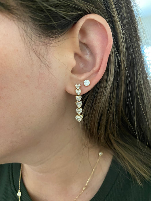 Vintage 18K Gold Natural Diamond Heart Dangle Earrings – 2.00 TCW