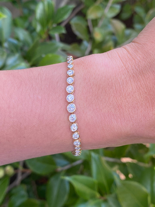 14K Natural Diamond Bezel Set Tennis Bracelet – 1.50 TCW