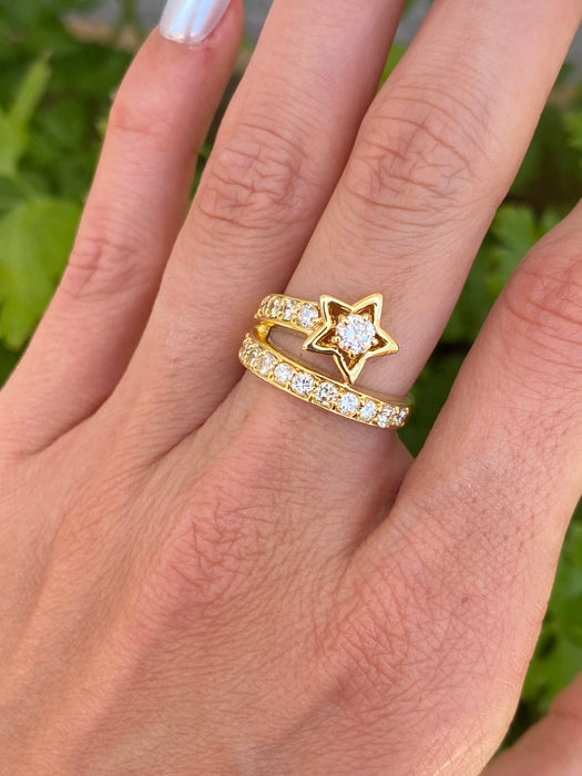 Vintage 18K Diamond Shooting Star Ring – 1.03 TCW Natural Diamonds – Size 5.75