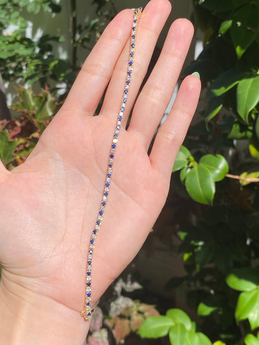 14k blue sapphire diamond bracelet 6.75”