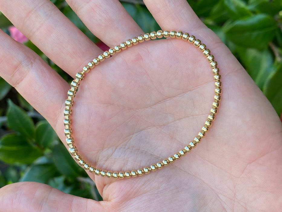 14K Gold Bezel Set Diamond Bar Stretch Bracelet