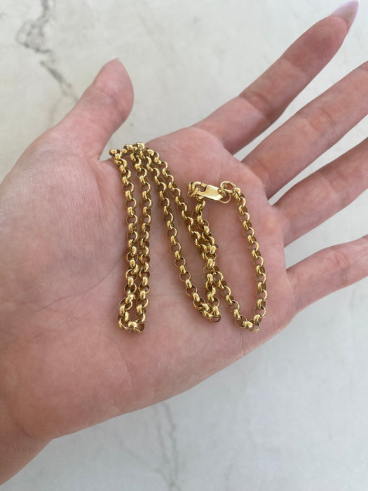 Vintage 14K Gold Rolo Chain Necklace – 16.5”