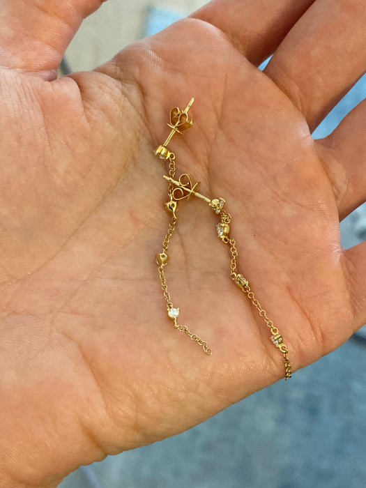 14K Gold Lab Diamond Drop Dangle Earrings