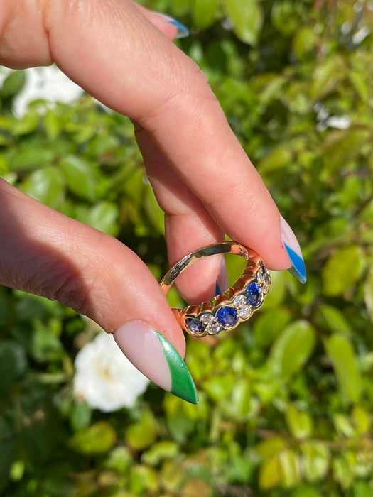 18k blue sapphire diamond ring size 9