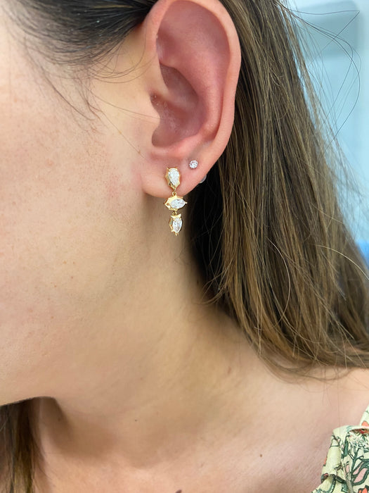 14K Gold Lab Diamond Pear & Marquise Dangle Earrings – 1.40 TCW