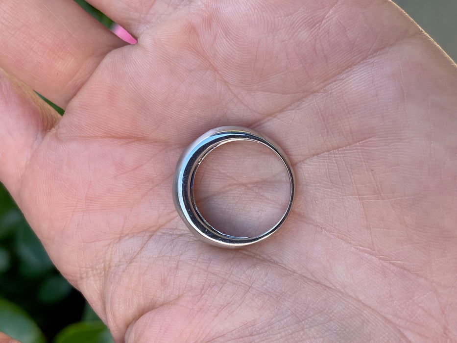 Vintage Platinum 900 Blue Sapphire & Diamond Flush Set Ring