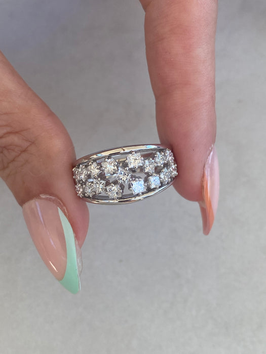 Vintage Platinum 900 Natural Princess Cut Diamond Ring