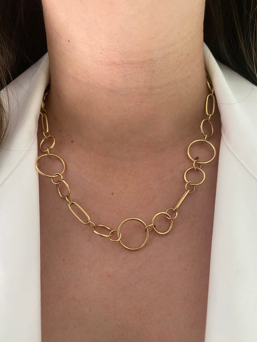 14k circle link necklace 18”