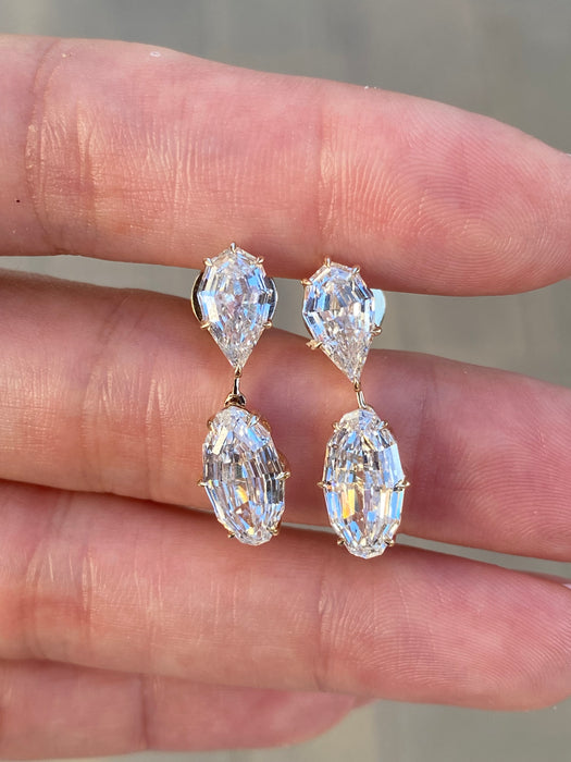 14K 6.2 TCW Lab-Grown Diamond Pear & Elongated Oval Drop Earrings