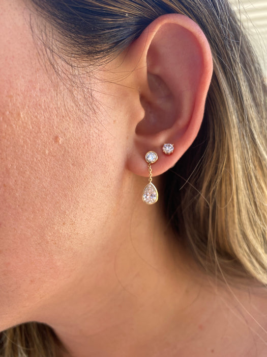 14K Bezel-Set 2 Carat Lab Diamond Drop Earrings