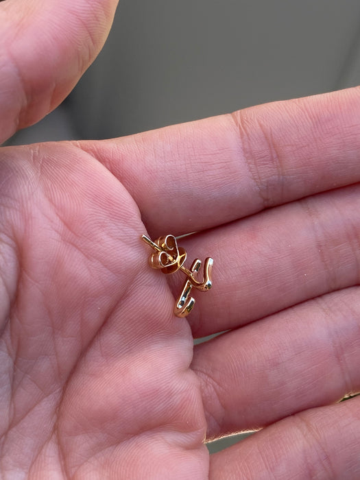 14k single earring diamond letter initial stud