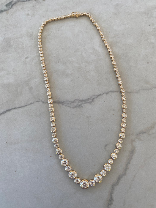 14K 17.5 TCW Lab Diamond Graduated Tennis Necklace