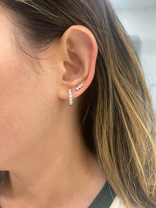14K White Gold Inside-Out Lab Diamond Huggies