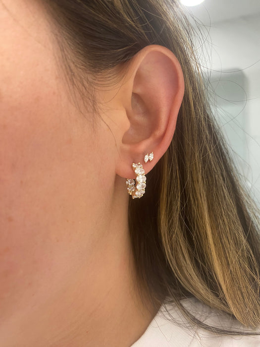14K Gold 3.80 CTW Oval Lab Diamond Inside-Out Hoop Earrings