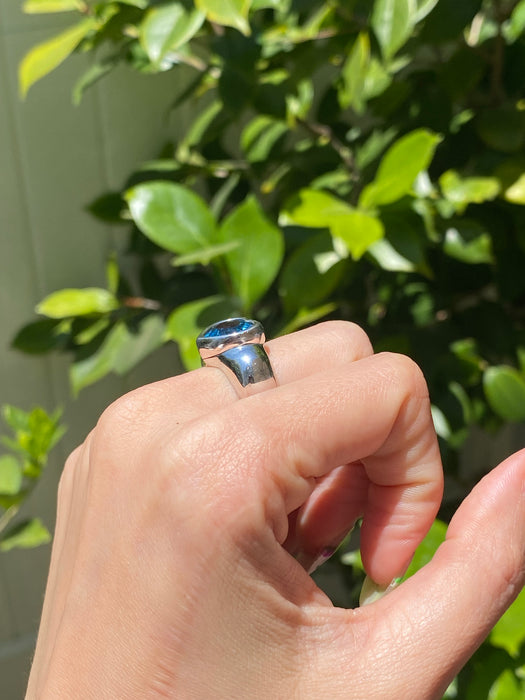 18k Piaget white gold blue topaz heart ring