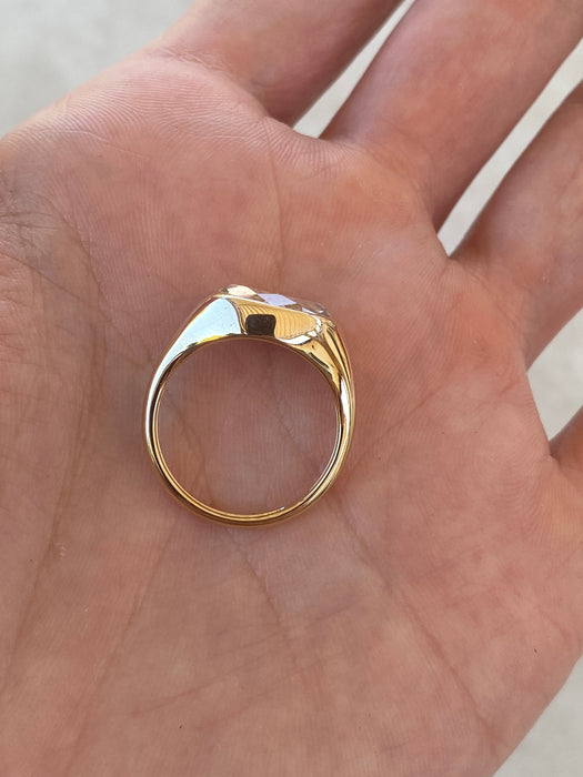 14K East-West Oval Lab Sapphire Ring with Floating Lab Diamonds