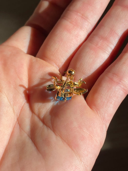 18k blue topaz bee pin charm pendant