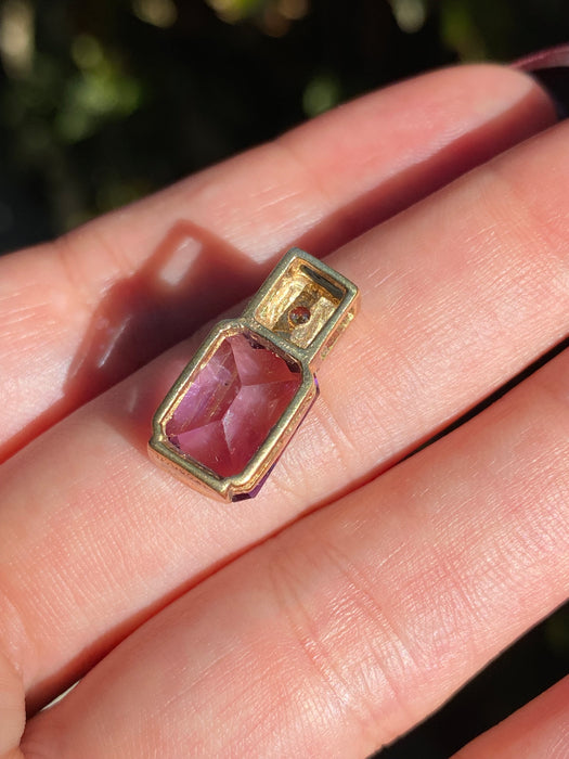 14k slider amethyst diamond pendant