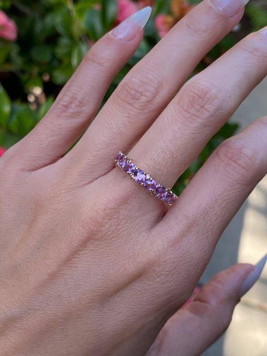 18k rose gold purple sapphire diamond ring size 7.25