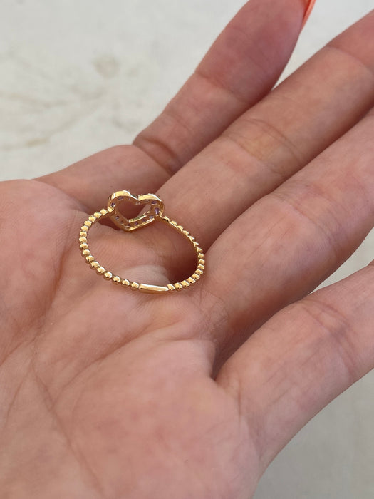 14K Gold Amethyst Heart Ring