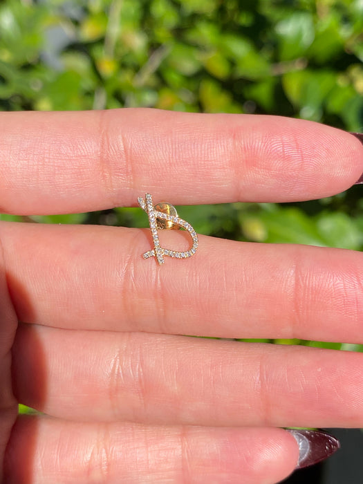 14k single earring diamond letter initial stud