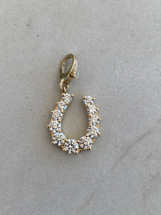 14K Gold 2.5 Carat Lab Diamond Horseshoe Pendant