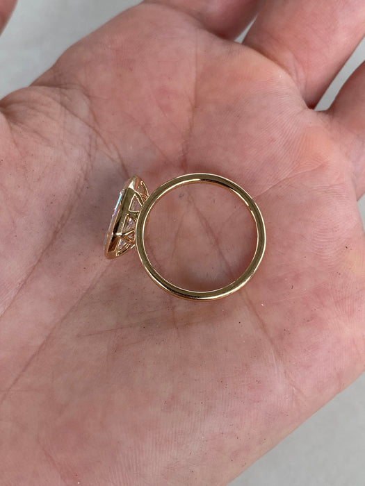 14K Bezel-Set Oval Lab Diamond Ring