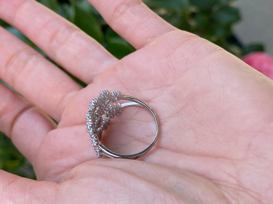 Platinum 950 diamond pink sapphire Flower cluster size 8