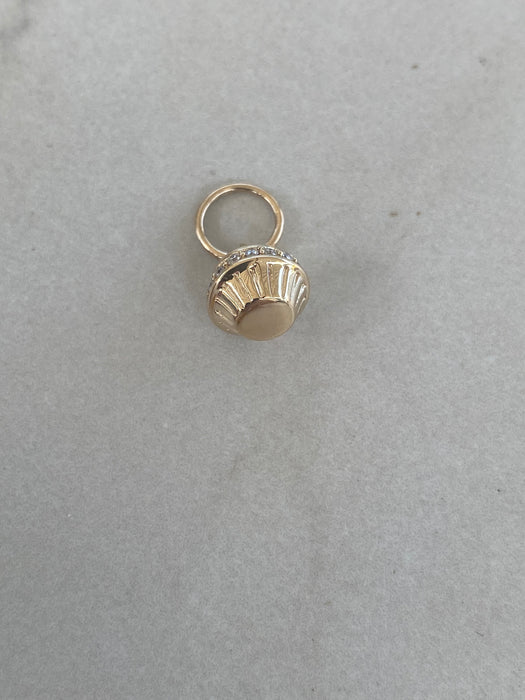 14K Natural Diamond Cupcake Charm