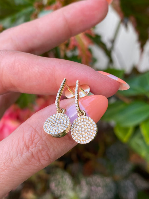 14k diamond huggie earrings