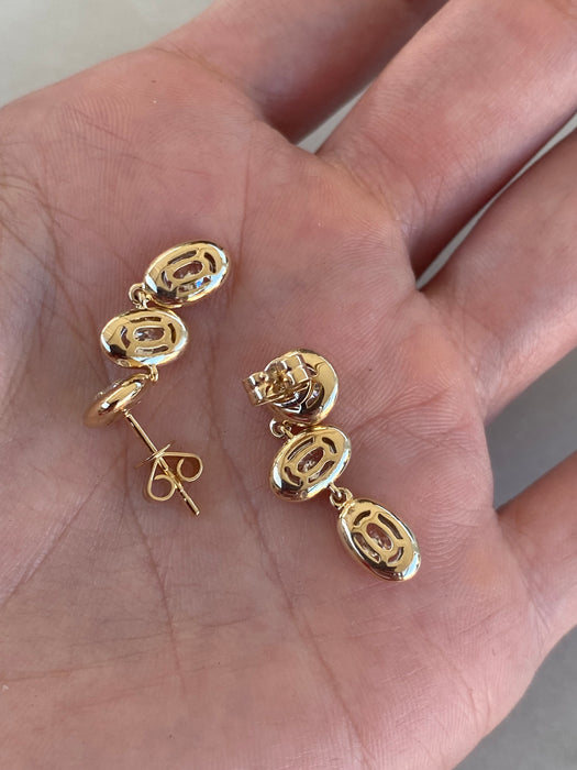 14K Gold Lab Oval & Round Diamond Bezel Drop Earrings – 1.70 CTW